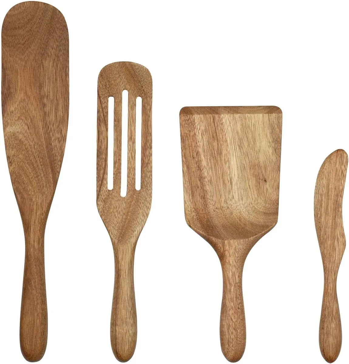 Four wooden spurtle kitchen stirring tools