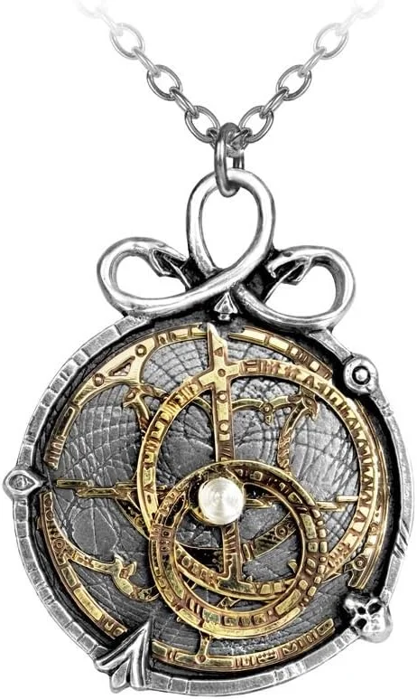 Brass astrolabe pendant necklace