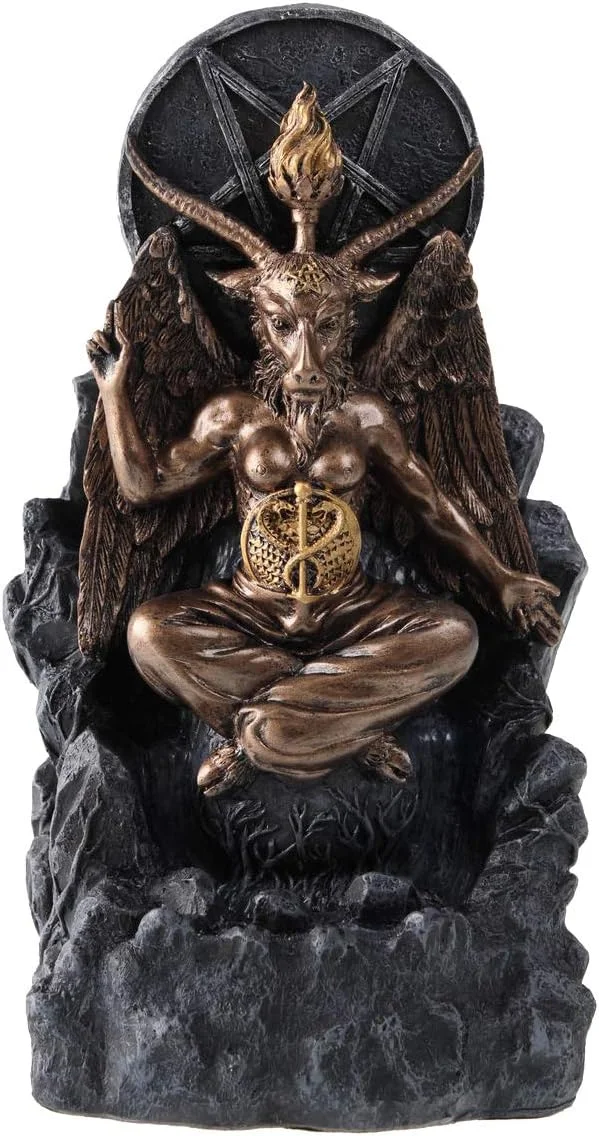 Baphomet-shaped incense burner with downward cascading smoke effect