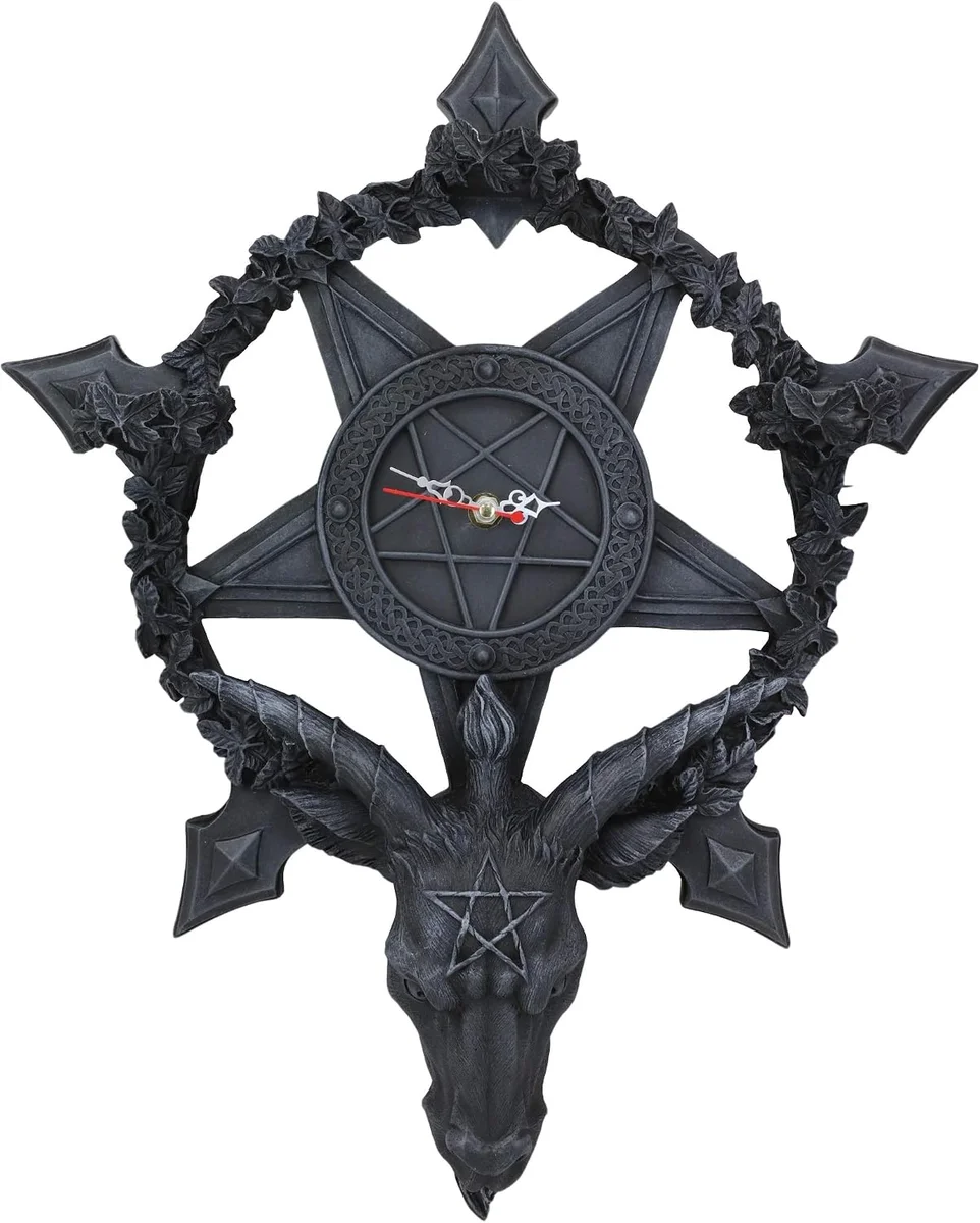 Baphomet symbol wall clock and candle holder plaque