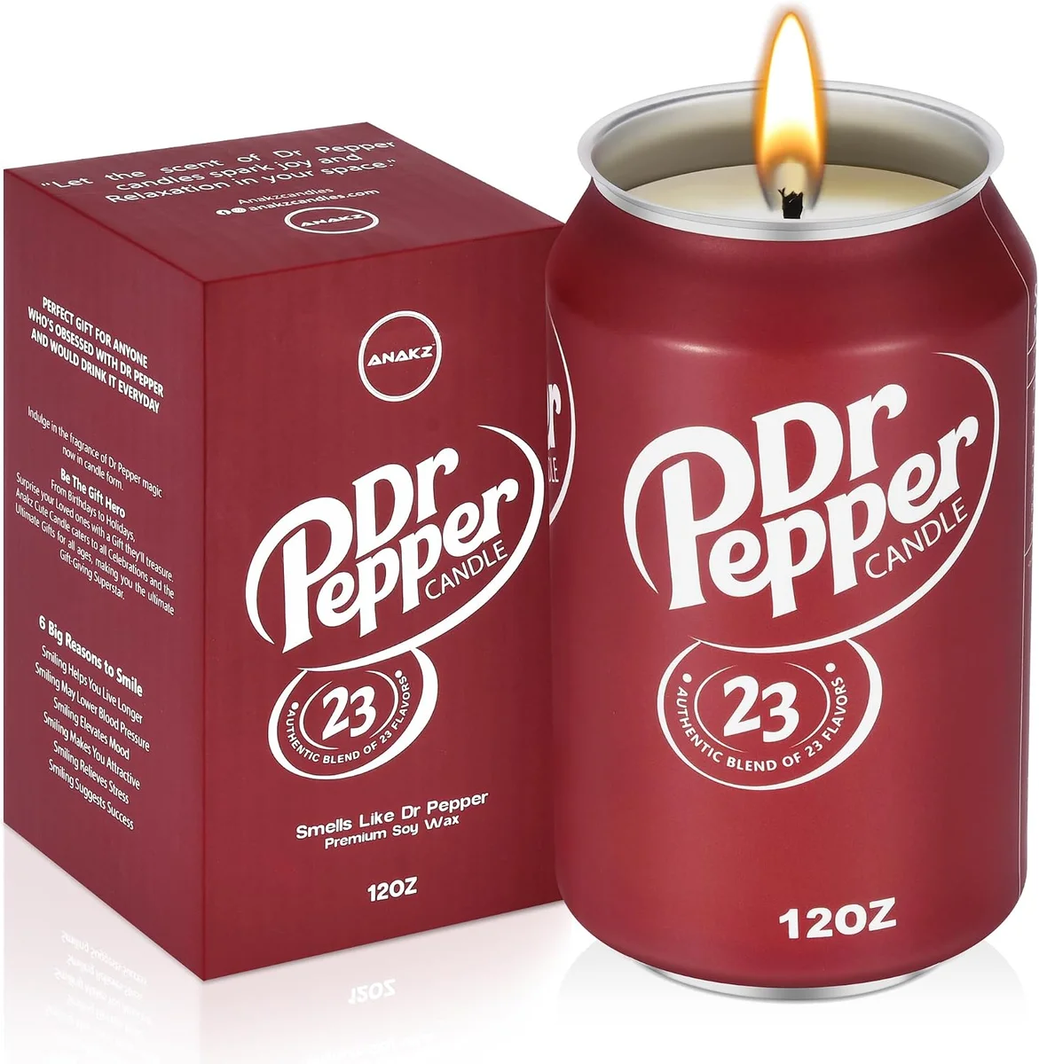 Doctor Pepper soy candle in a clear glass jar