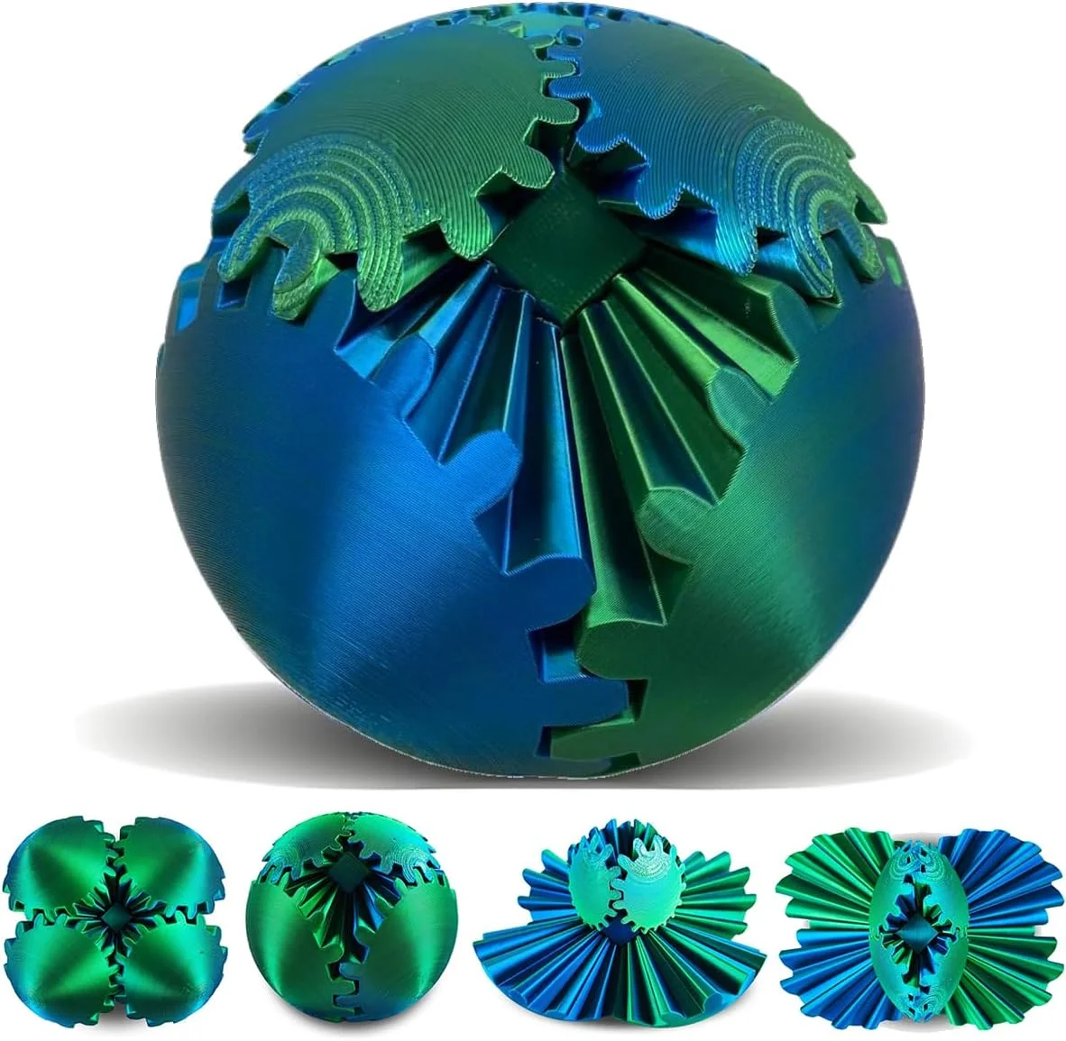 3D printed gearsphere fidget toy with interlocking spinning gears