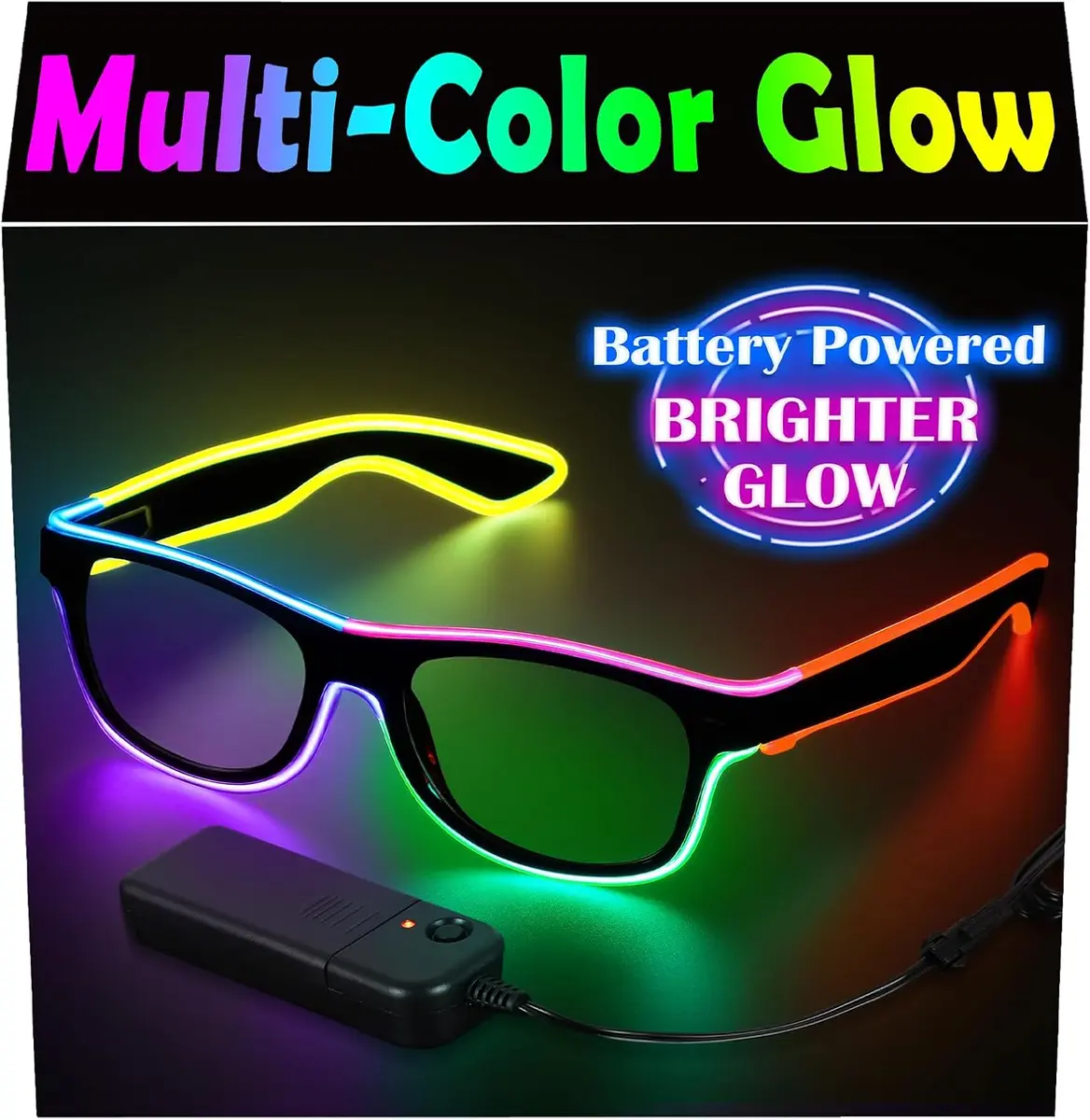 LED light-up glasses with neon wire frames