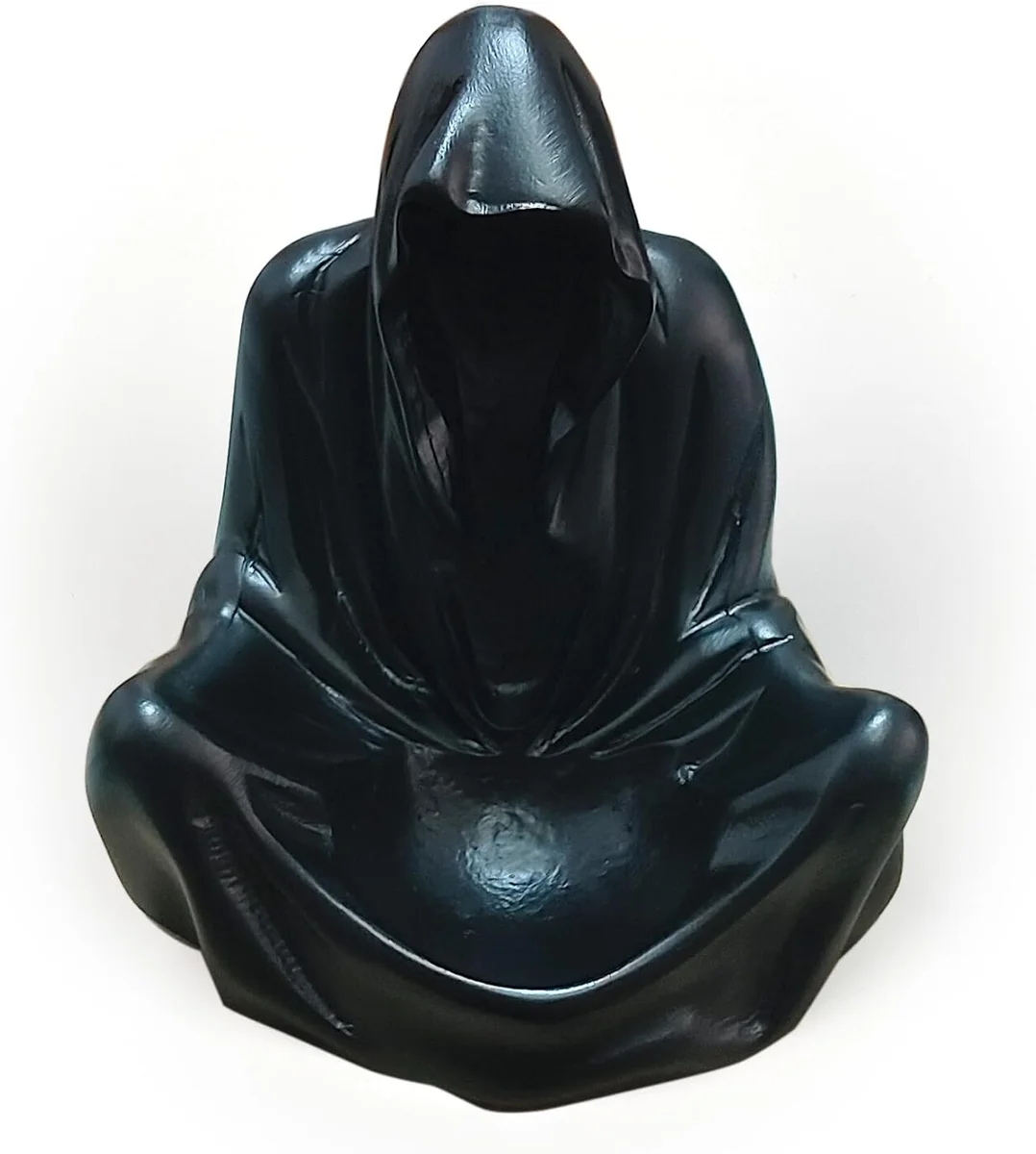 Black goth wizard crystal ball stand with ornate decorative base