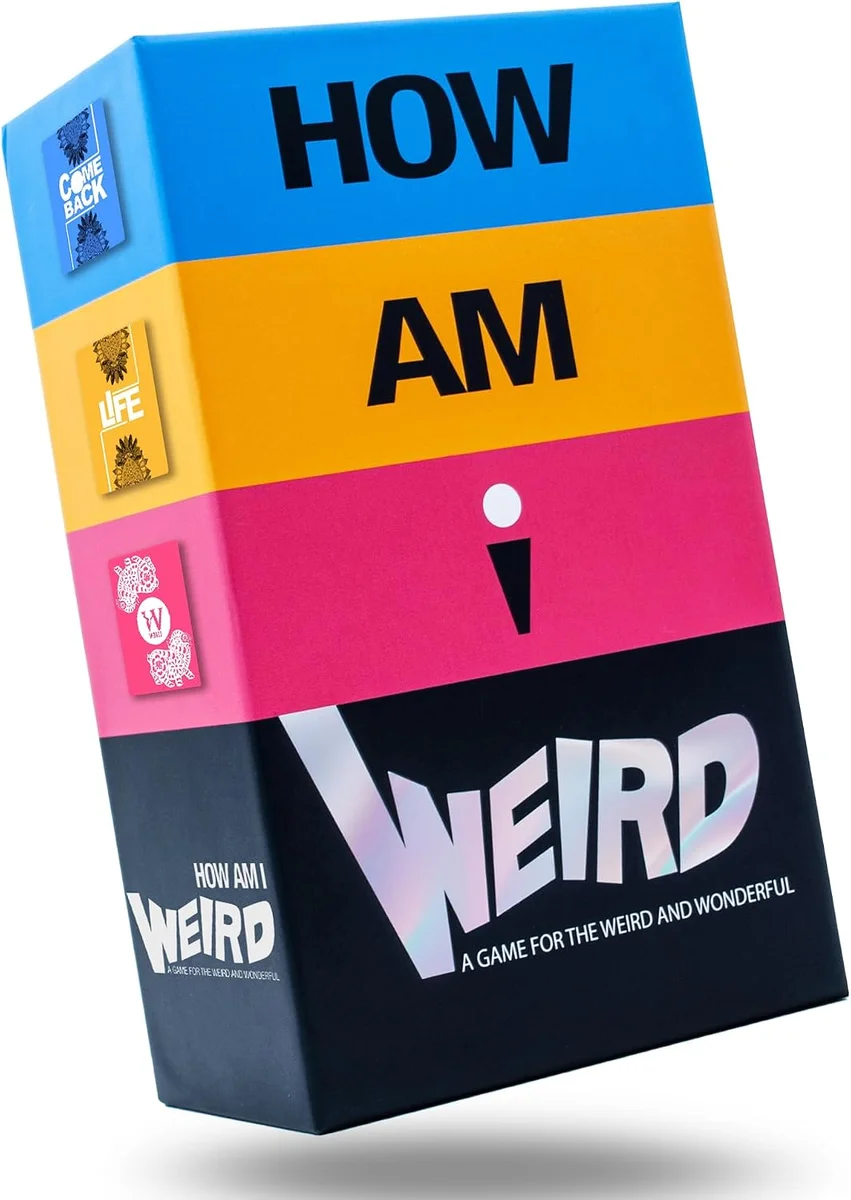 Card game box for How Am I Weird party game with 500 cards