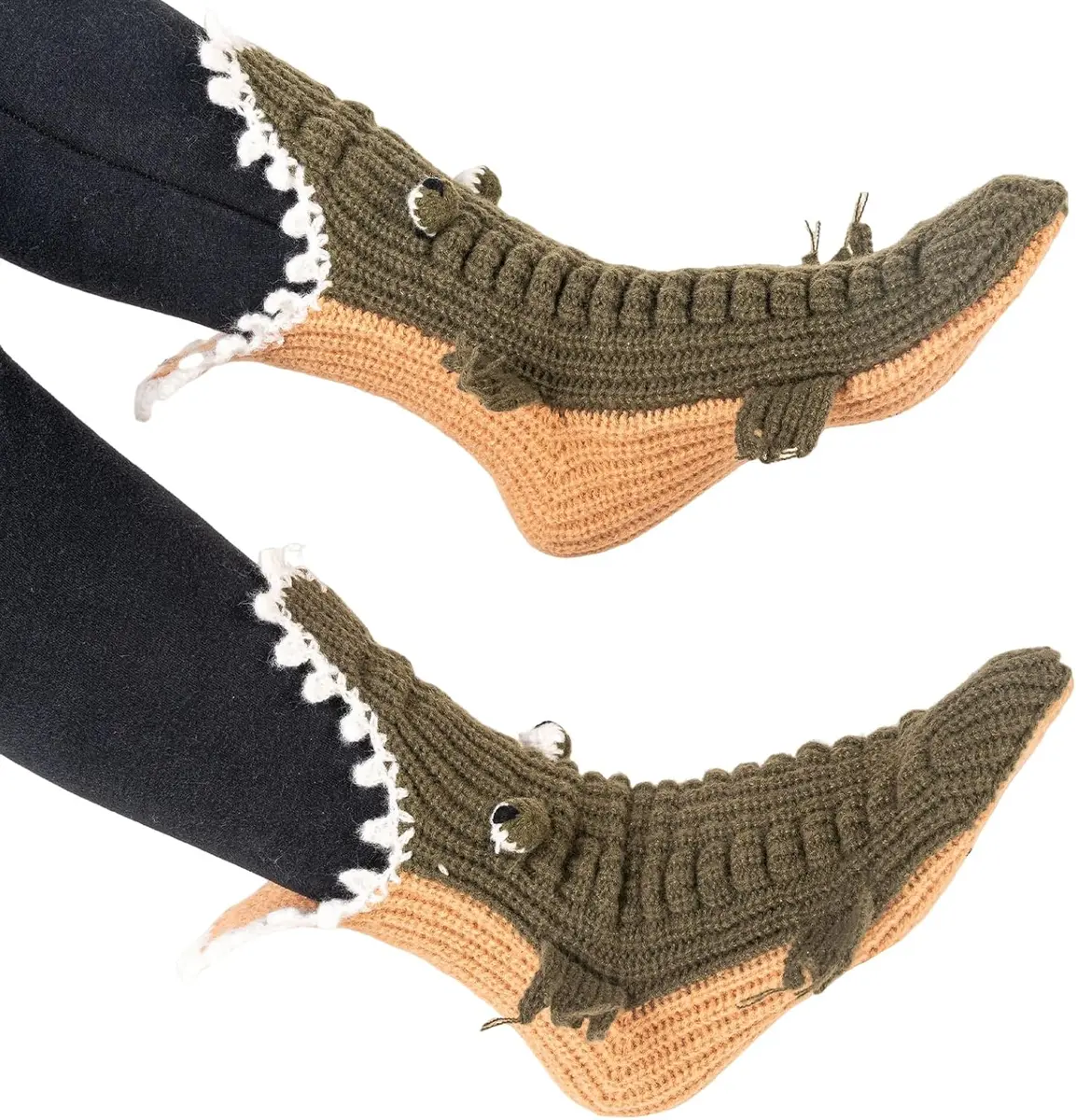 Knit novelty socks with shark and dinosaur print