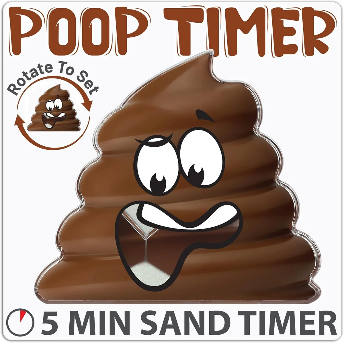 Novelty poop emoji-shaped five-minute hourglass timer