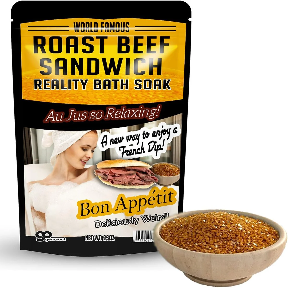 Roast beef sandwich-shaped bath soak with amber sea salt