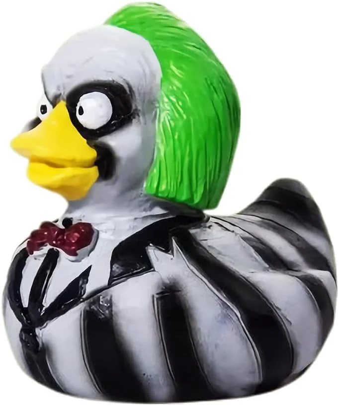 Satanic rubber duck ornament in gothic black style