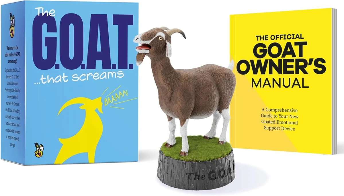 Novelty rubber screaming goat desk toy with button activator
