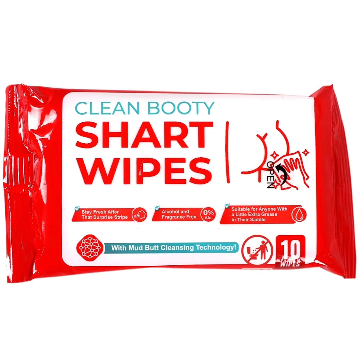 Novelty Witty Yeti Shart Butt Wipes package, a 10-count pack of moist towelettes with joke potty-humor branding