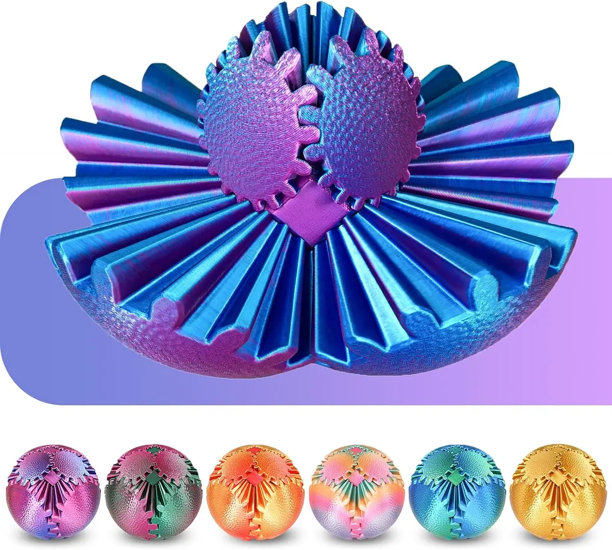 Steampunk-style gear sphere fidget stress toy