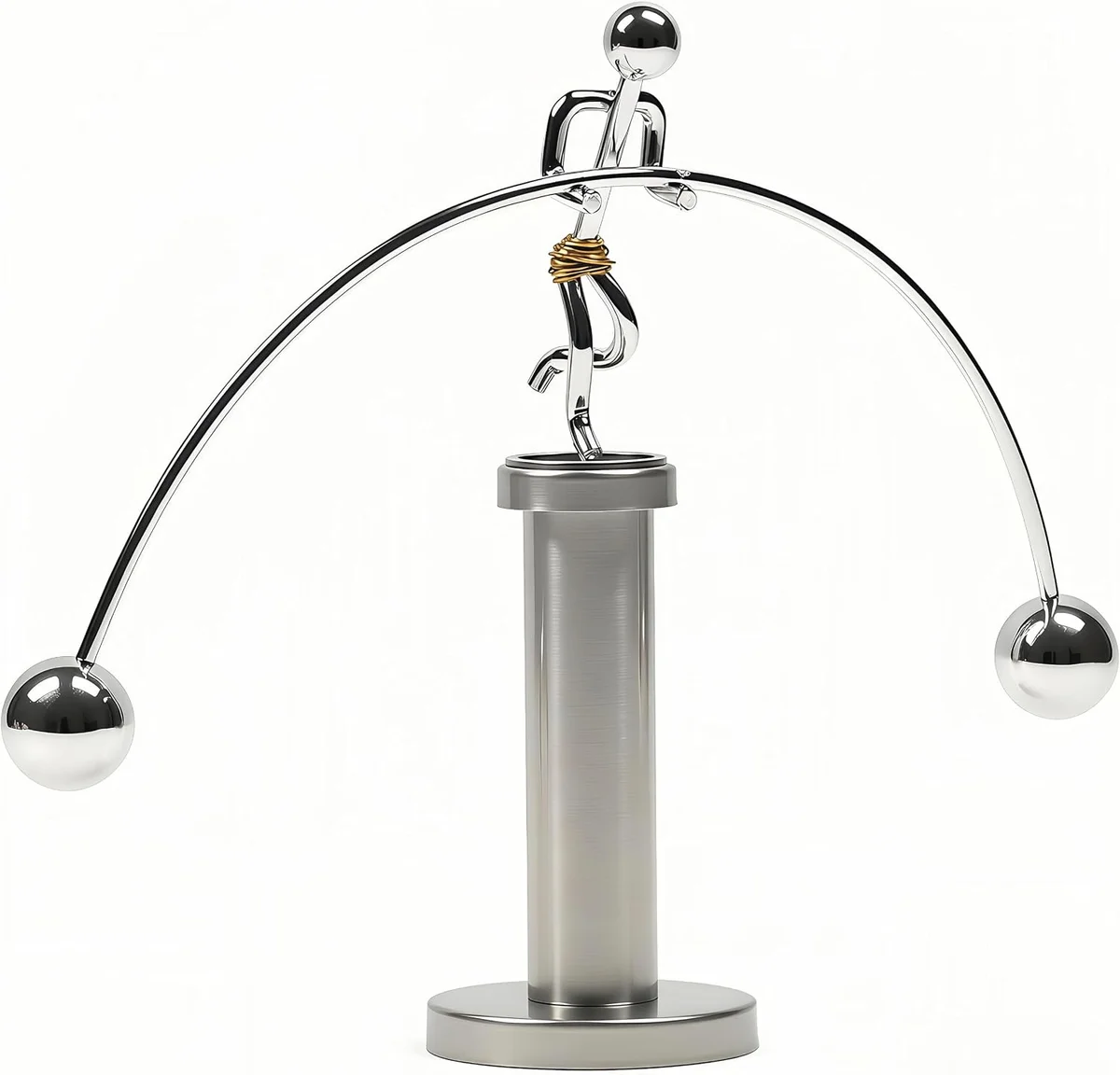 Steel weightlifter kinetic balance toy