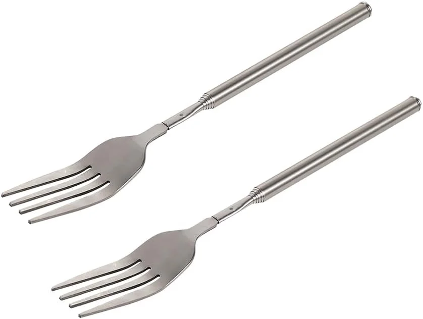 Telescopic extendable fork extended to full length