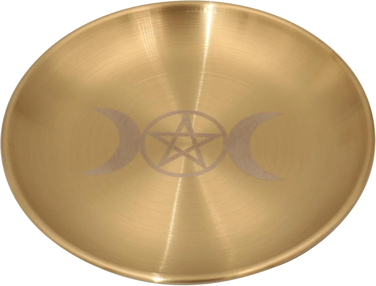 Black offering bowl with triple moon design